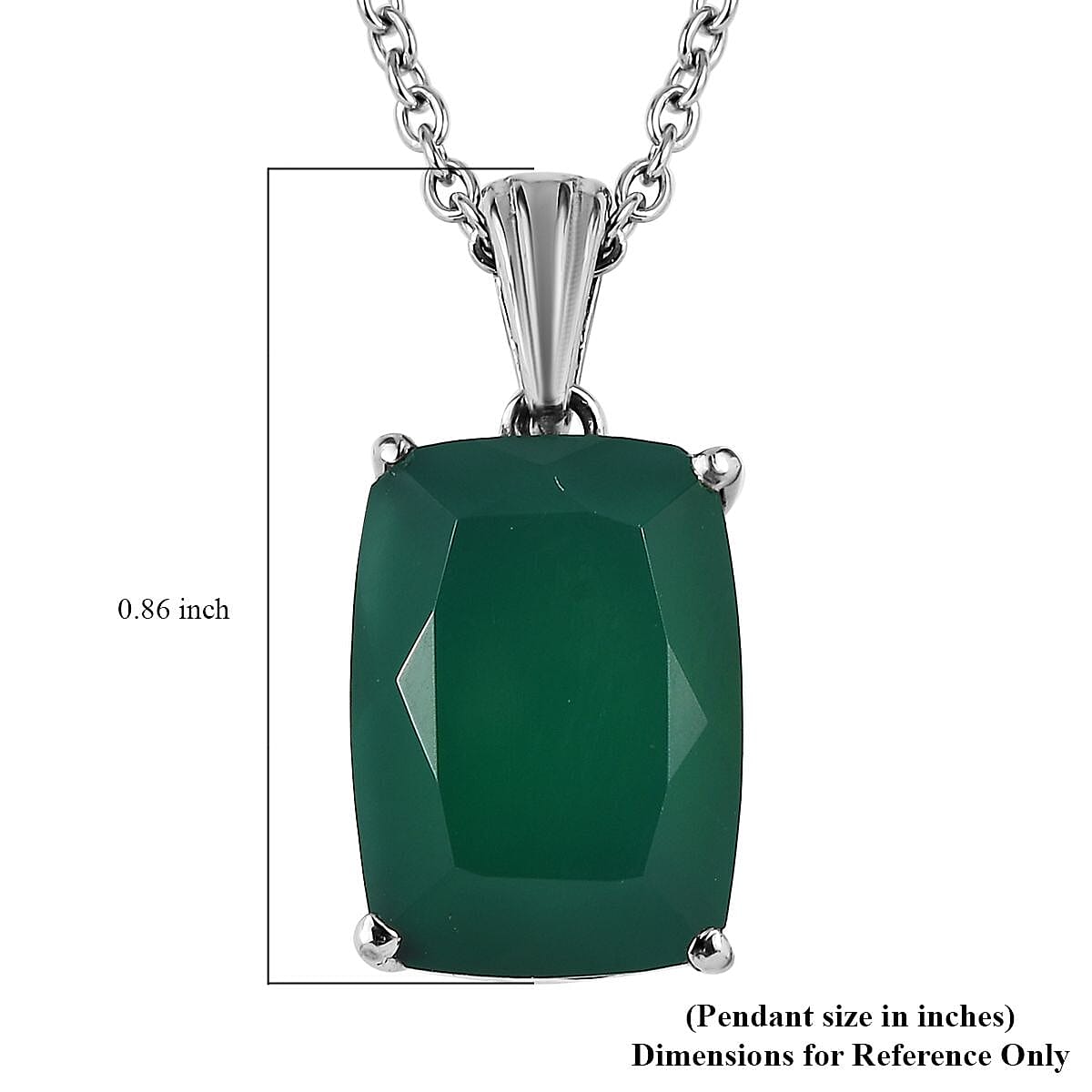 EverTrue Verde Onyx 6.20 ctw Solitaire Pendant Necklace in Stainless Steel 20 Inches image number 5
