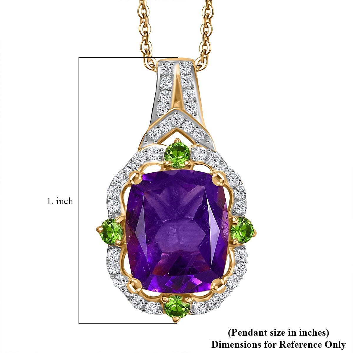 D'Joy Zambian Amethyst and Multi Gemstone 6.00 ctw Art Deco Pendant Necklace in 18K Vermeil Yellow Gold Over Sterling Silver 20 Inches image number 5