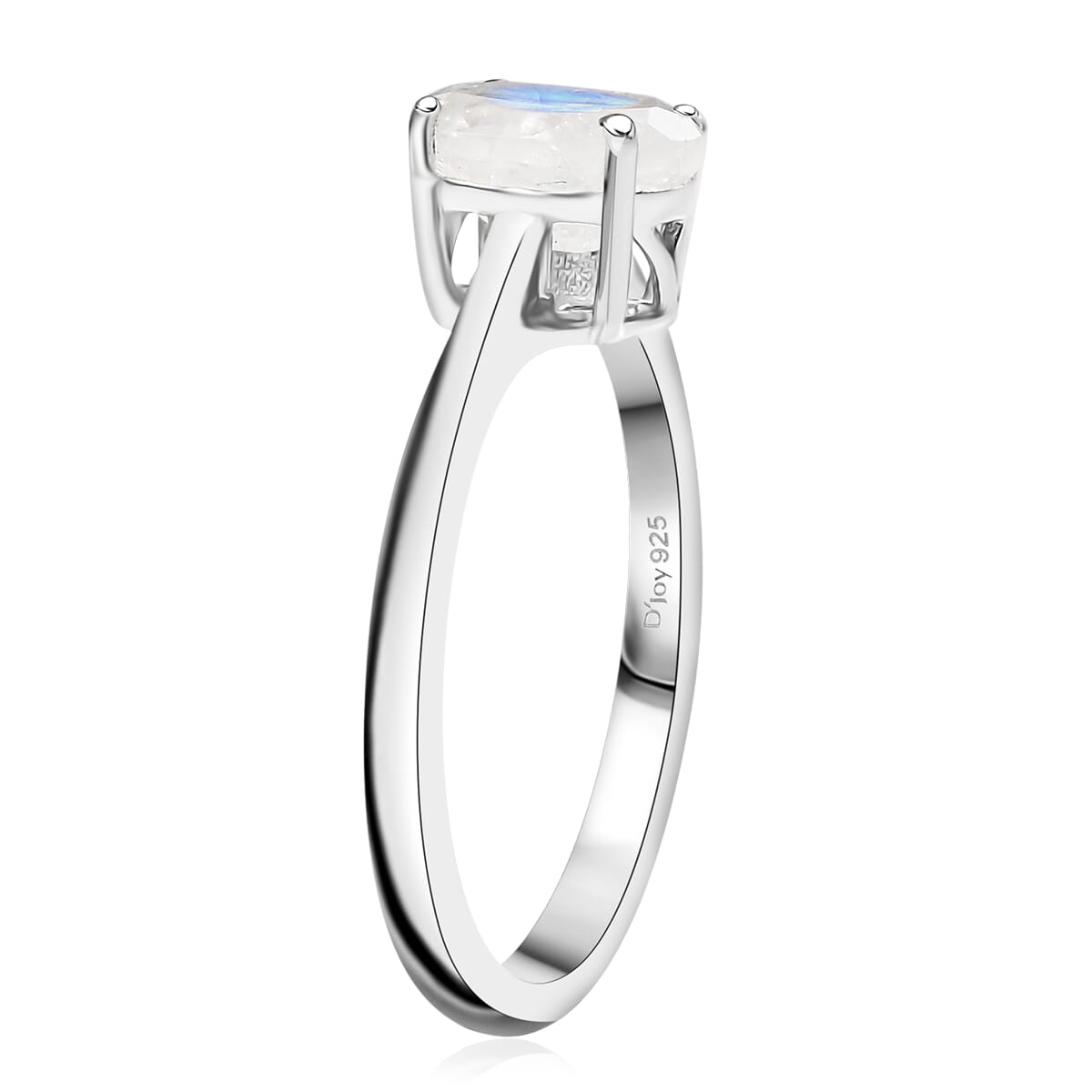 D'Joy 3 Piece Set - Moon Glow Moonstone 3.30 ctw Lunar Radiance Earrings, Ring (Size 5) and Pendant in Rhodium Over Sterling Silver with Stainless Steel Necklace 20 Inches image number 5