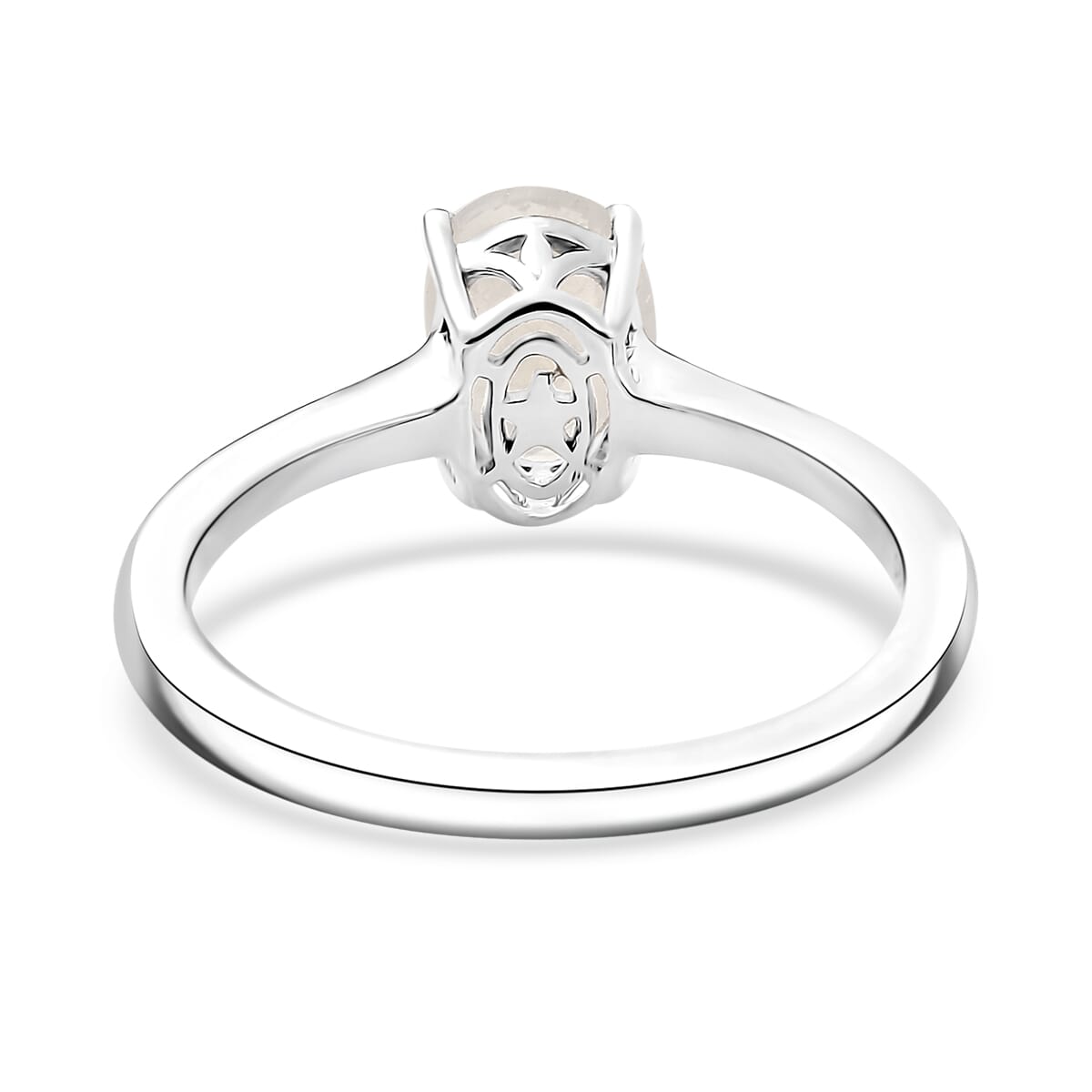 D'Joy 3 Piece Set - Moon Glow Moonstone 3.30 ctw Lunar Radiance Earrings, Ring (Size 5) and Pendant in Rhodium Over Sterling Silver with Stainless Steel Necklace 20 Inches image number 6
