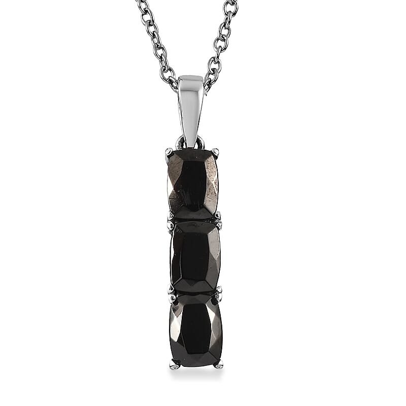Shungite 1.70 ctw Pendant Necklace in Stainless Steel 20 Inches