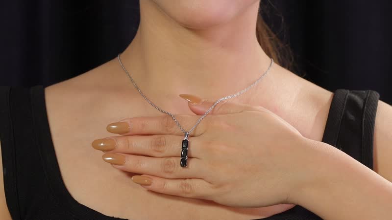 Shungite 1.70 ctw Pendant Necklace in Stainless Steel 20 Inches