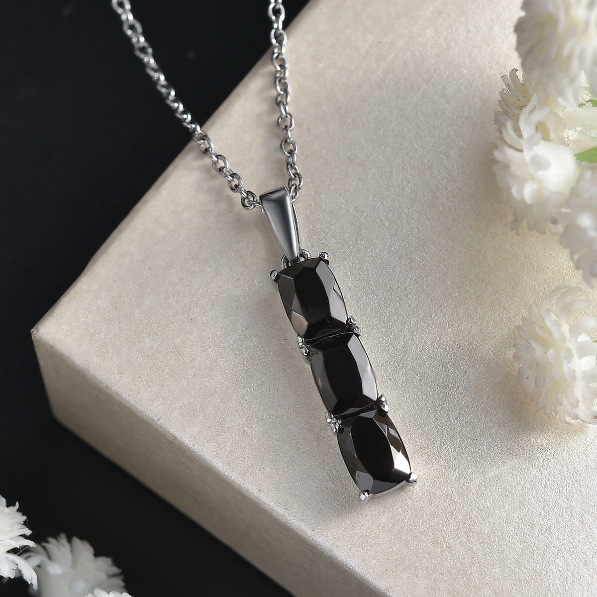 Shungite 1.70 ctw Pendant Necklace in Stainless Steel 20 Inches image number 1
