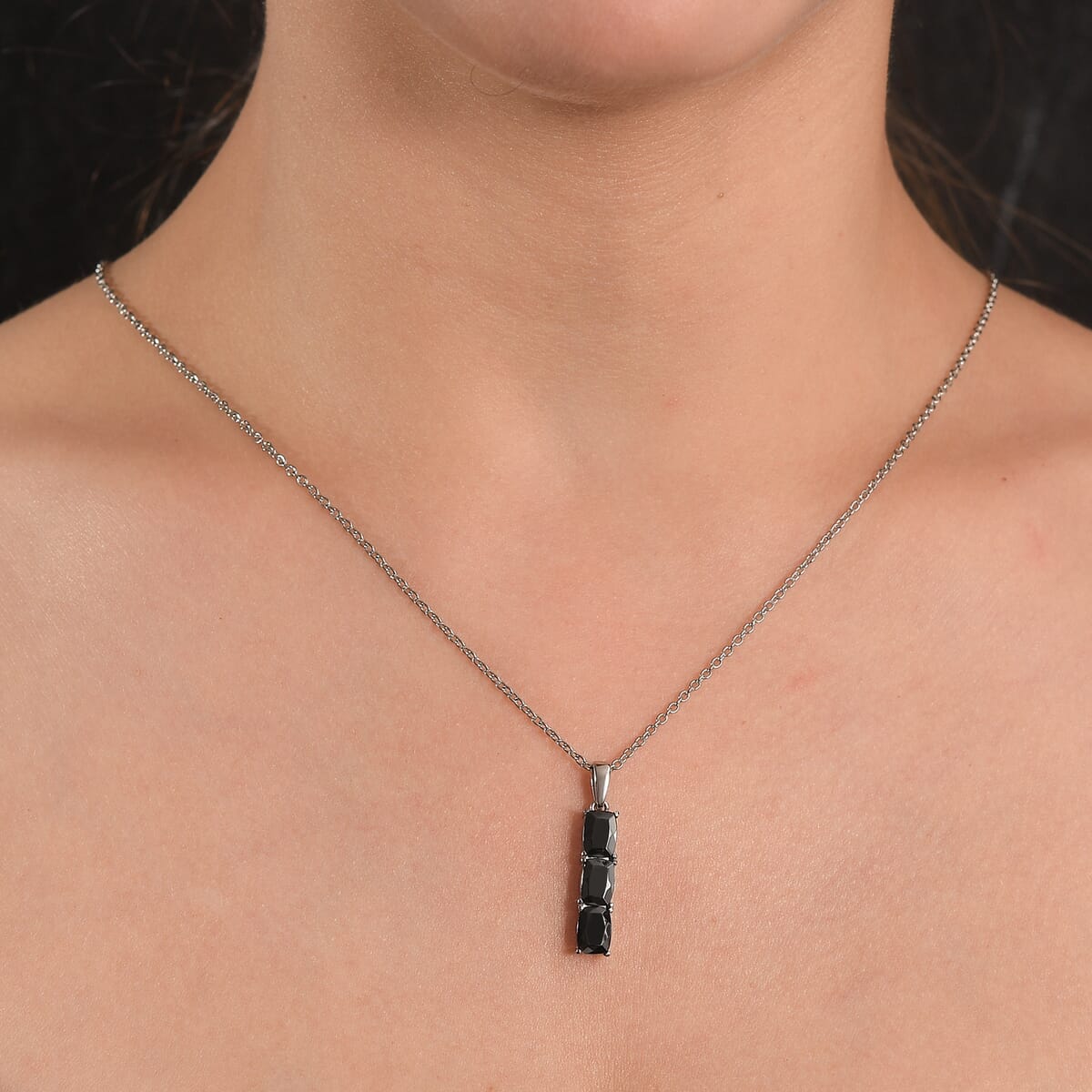 Shungite 1.70 ctw Pendant Necklace in Stainless Steel 20 Inches image number 2