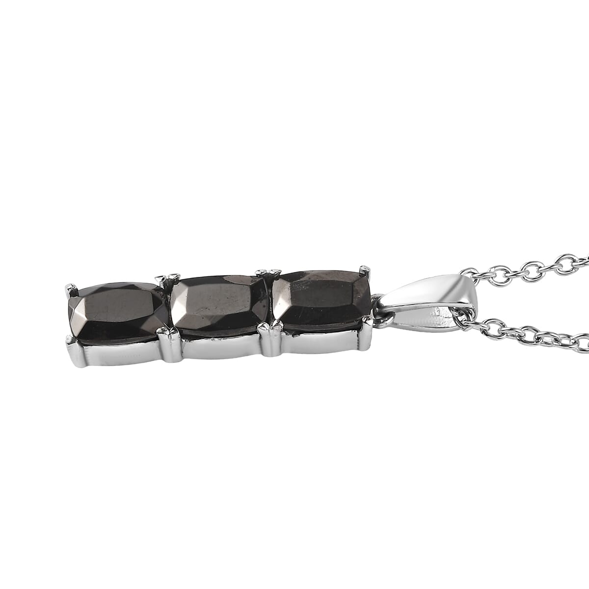 Shungite 1.70 ctw Pendant Necklace in Stainless Steel 20 Inches image number 3