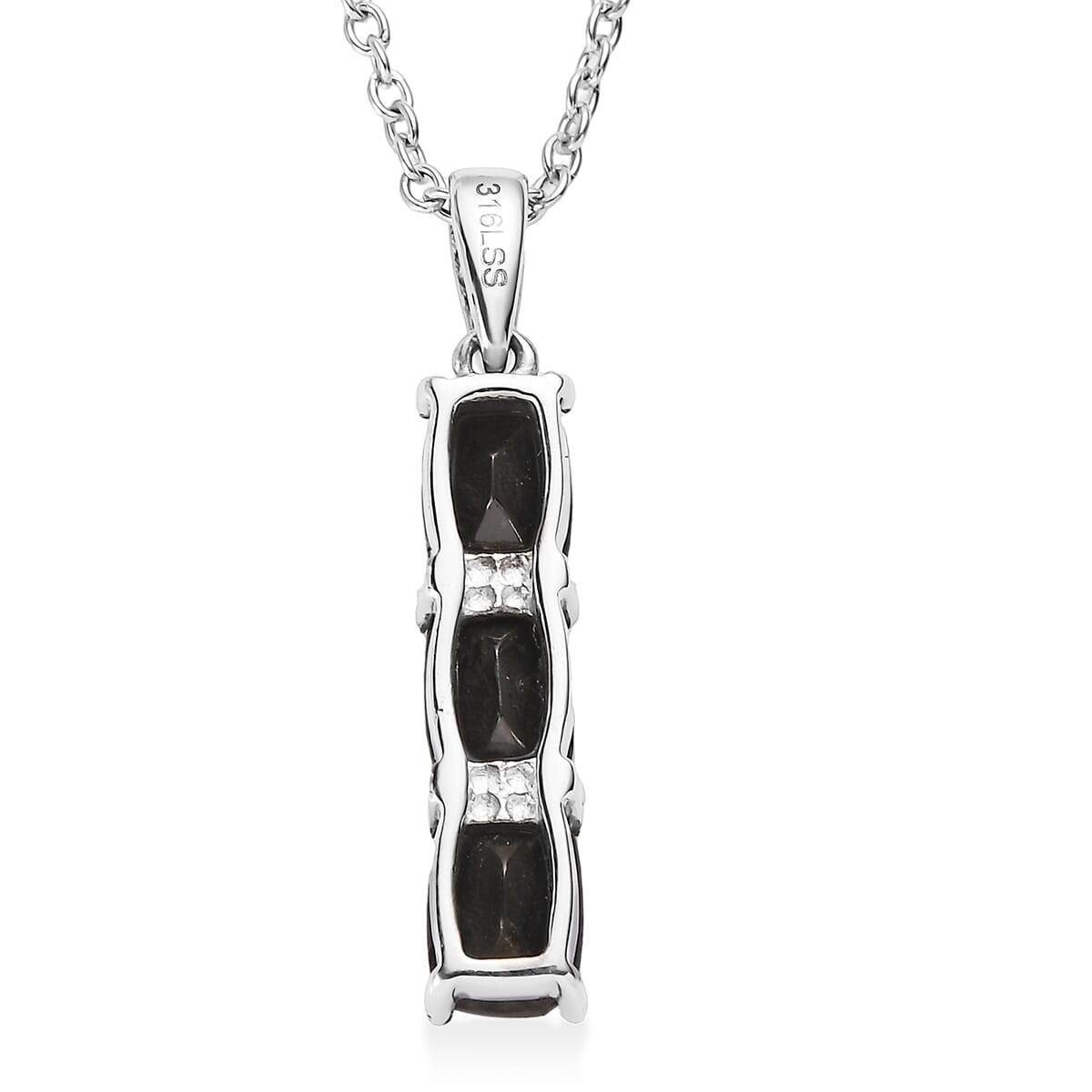 Shungite 1.70 ctw Pendant Necklace in Stainless Steel 20 Inches image number 4