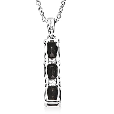 Shungite 1.70 ctw Pendant Necklace in Stainless Steel 20 Inches