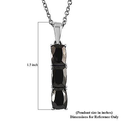 Shungite 1.70 ctw Pendant Necklace in Stainless Steel 20 Inches