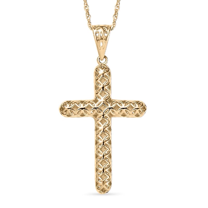 Mirage Collection Cross Pendant Necklace in 10K Yellow Gold 1.4 Grams 20 Inches