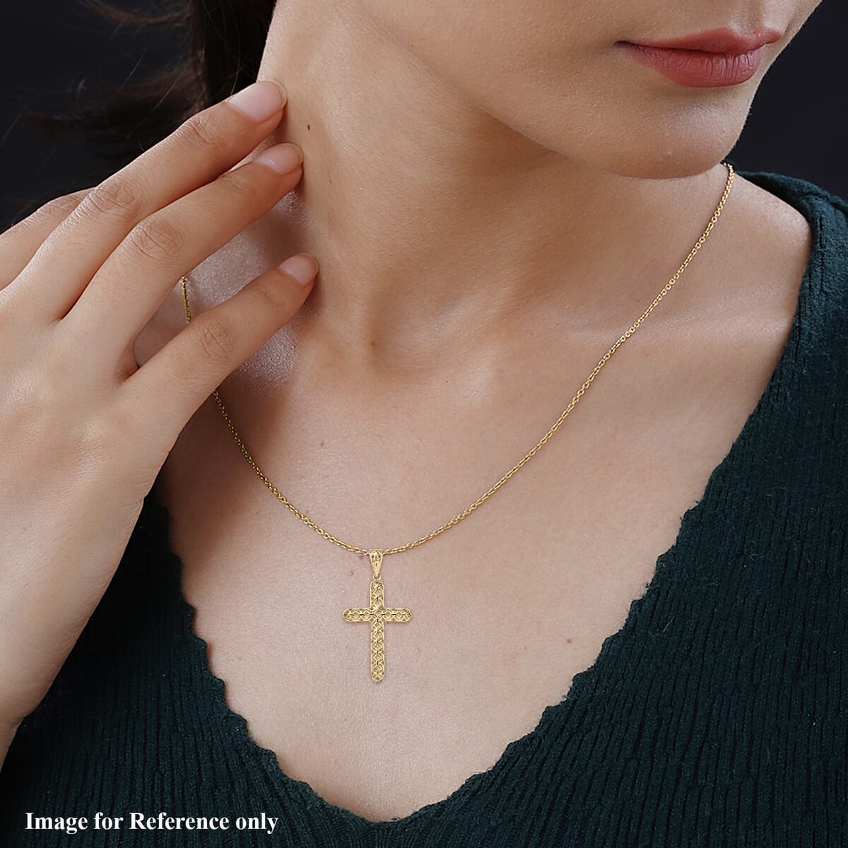 Mirage Collection Cross Pendant Necklace in 10K Yellow Gold 1.40 Grams 20 Inches image number 1