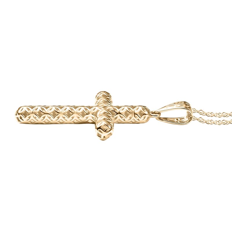 Mirage Collection Cross Pendant Necklace in 10K Yellow Gold 1.4 Grams 20 Inches