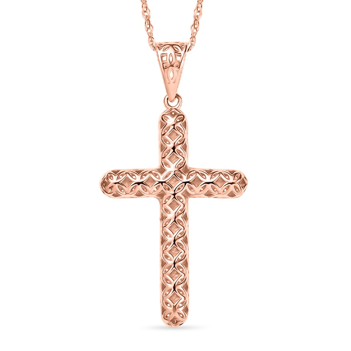 Mirage Collection Cross Pendant Necklace in 10K Rose Gold 1.40 Grams 20 Inches image number 0
