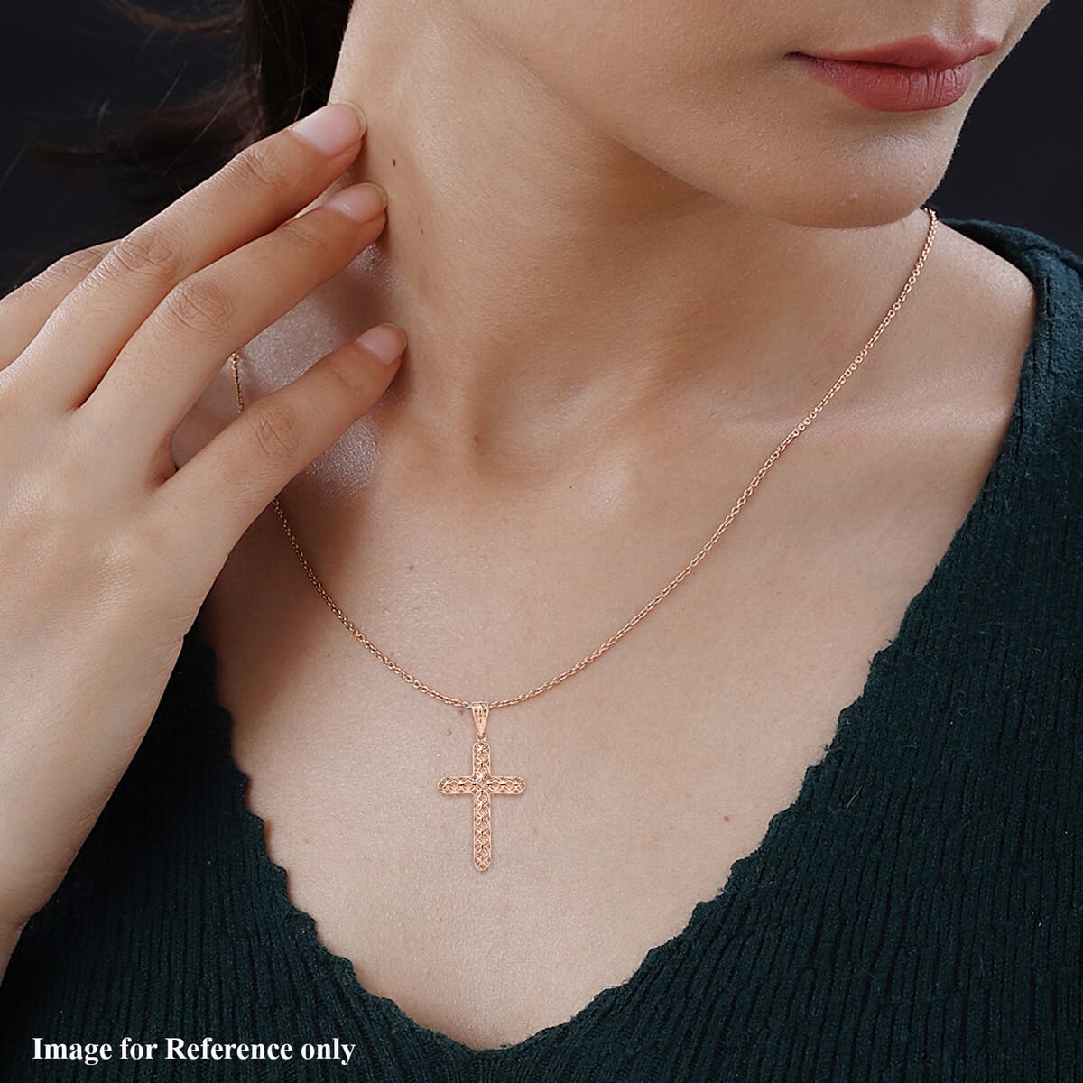 Mirage Collection Cross Pendant Necklace in 10K Rose Gold 1.40 Grams 20 Inches image number 1