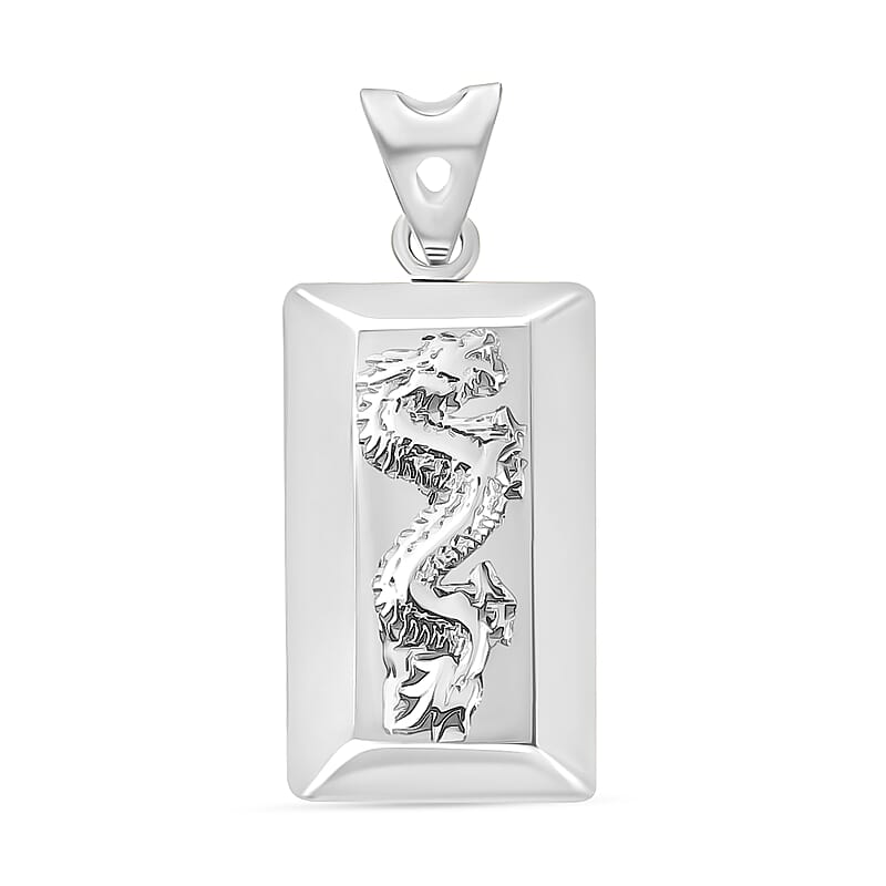 D'Joy Dragon Bar Pendant Necklace in 10K White Gold 2.5 Grams 20 Inches