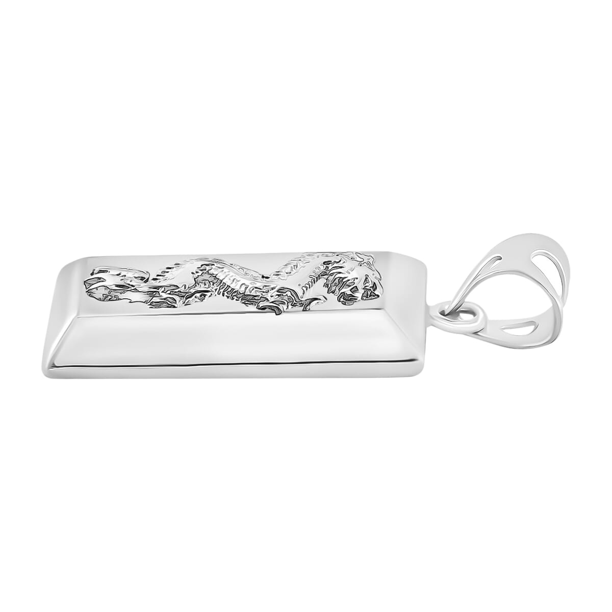 Dragon Bar Pendant Necklace in 10K White Gold 1.80 Grams 20 Inches image number 2