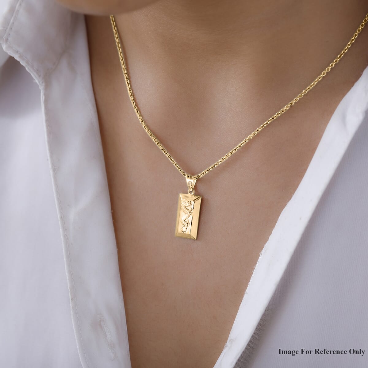 Dragon Bar Pendant Necklace in 10K Yellow Gold 1.80 Grams 20 Inches image number 1