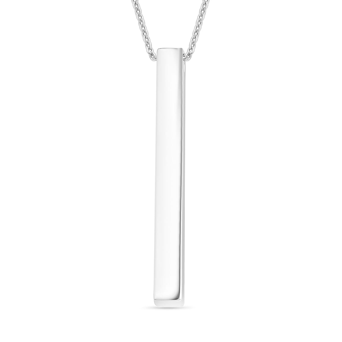 Bar Pendant Necklace in Rhodium Over Sterling Silver 11 Grams 20 Inches image number 0