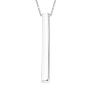 Bar Pendant Necklace in Rhodium Over Sterling Silver 11 Grams 20 Inches