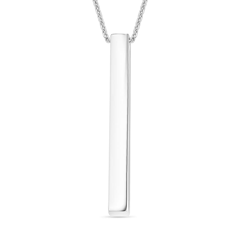 D'Joy Bar Pendant Necklace in Rhodium Over Sterling Silver 11 Grams 20 Inches