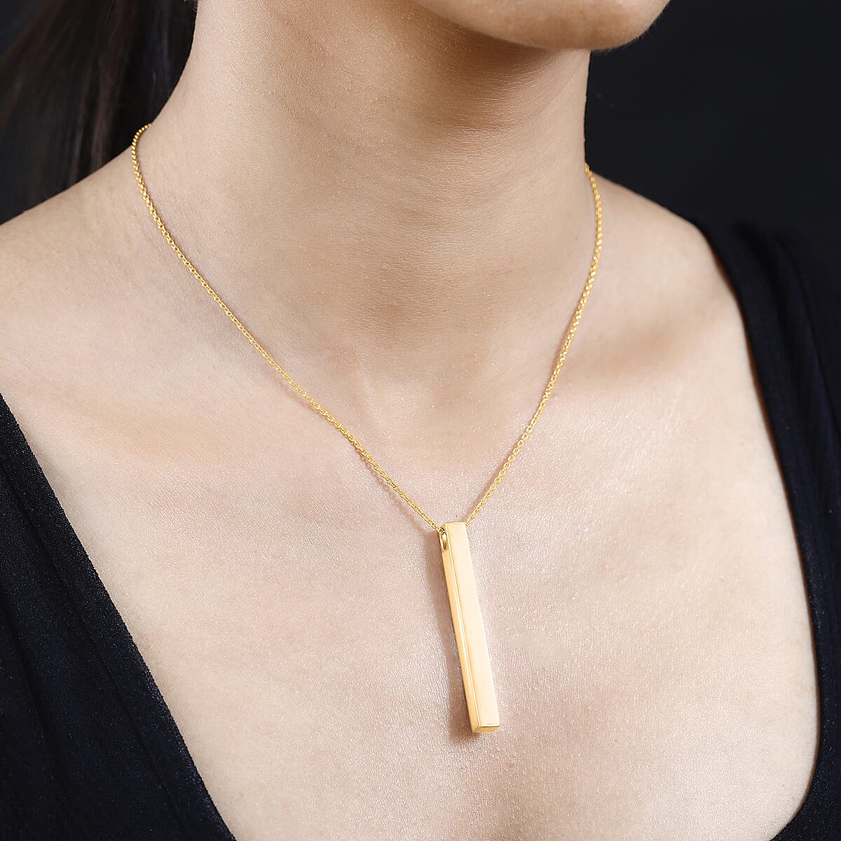 Bar Pendant Necklace in 18K Vermeil Yellow Gold Over Sterling Silver 11 Grams 20 Inches (Del. in 10-12 Days) image number 1