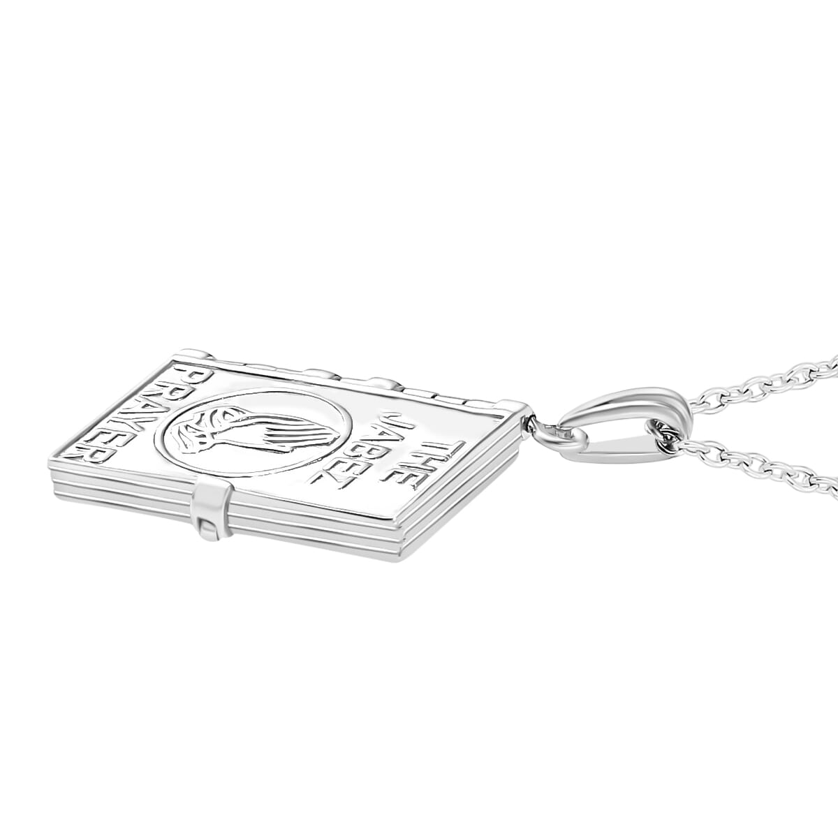 Prayer Pendant Necklace in Rhodium Over Sterling Silver 20 Inches 5.80 Grams image number 2