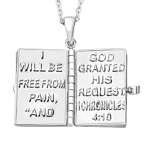 Prayer Pendant Necklace in Rhodium Over Sterling Silver 20 Inches 5.80 Grams (Del. in 10-12 Days)
