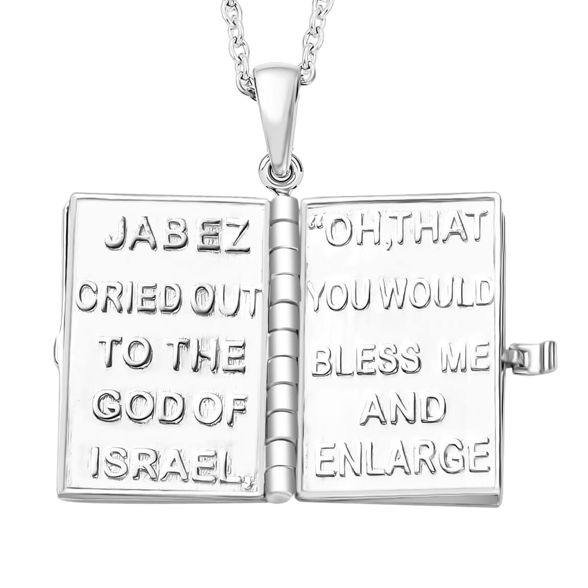 Prayer Pendant Necklace in Rhodium Over Sterling Silver 20 Inches 5.80 Grams image number 4