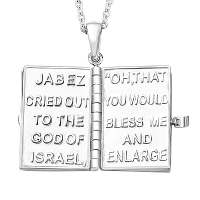 D'Joy Prayer Pendant Necklace in Rhodium Over Sterling Silver 20 Inches 5.8 Grams