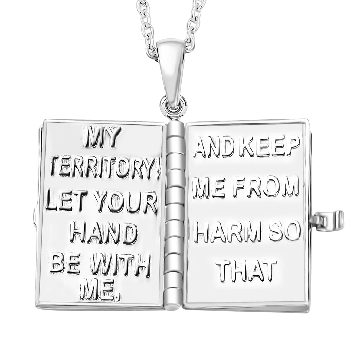 Prayer Pendant Necklace in Rhodium Over Sterling Silver 20 Inches 5.80 Grams image number 5