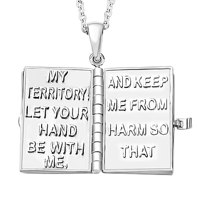 D'Joy Prayer Pendant Necklace in Rhodium Over Sterling Silver 20 Inches 5.8 Grams