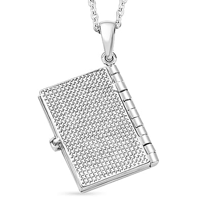 D'Joy Prayer Pendant Necklace in Rhodium Over Sterling Silver 20 Inches 5.8 Grams