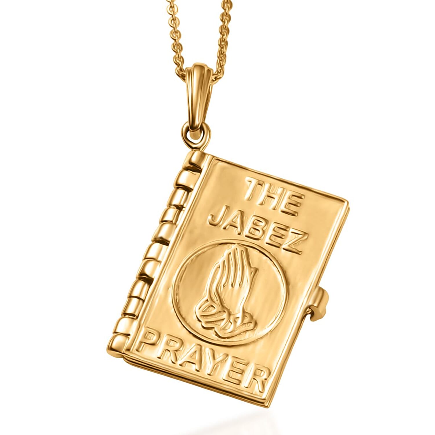 D'Joy Prayer Pendant Necklace in 18K Vermeil Yellow Gold Over Sterling Silver 20 Inches 5.8 Grams