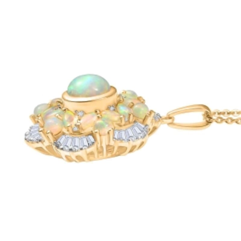 Premium Ethiopian Welo Opal 5.83 ctw Ballerina Bloom Pendant Necklace in 18K Vermeil YG Over Sterling Silver 20 Inches