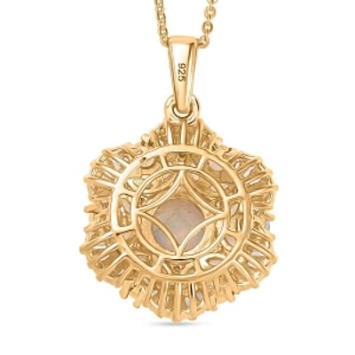 Premium Ethiopian Welo Opal 5.83 ctw Ballerina Bloom Pendant Necklace in 18K Vermeil YG Over Sterling Silver 20 Inches