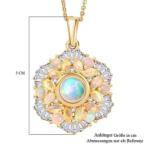 Premium Ethiopian Welo Opal 5.83 ctw Ballerina Bloom Pendant Necklace in 18K Vermeil YG Over Sterling Silver 20 Inches