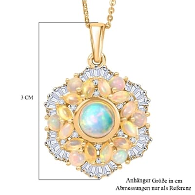 Premium Ethiopian Welo Opal 5.83 ctw Ballerina Bloom Pendant Necklace in 18K Vermeil YG Over Sterling Silver 20 Inches