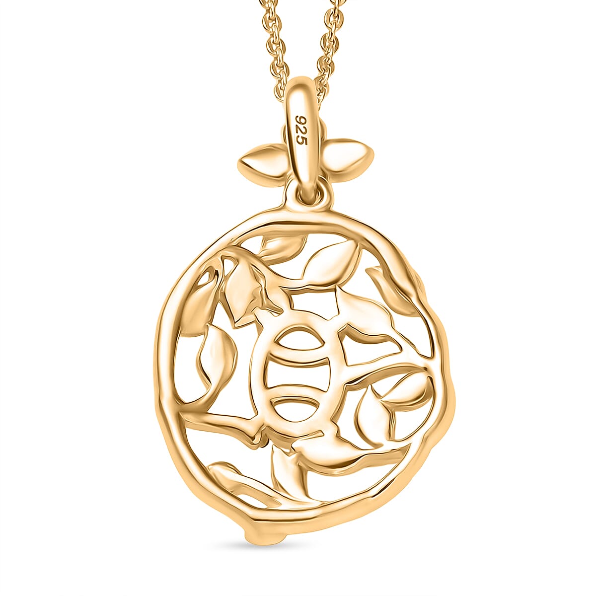 Ethiopian Welo Opal 0.55 ctw Pendant Necklace (20 Inches) in 18K YG Plated Sterling Silver
