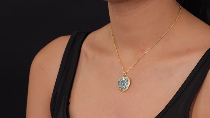 Karis Blue Apatite and White Zircon 3.60 ctw Pendant in 18K YG Plated with Stainless Steel Necklace (20 Inches)