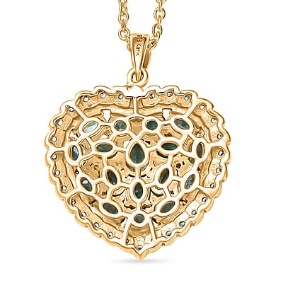 Karis Blue Apatite and White Zircon 3.60 ctw Pendant in 18K YG Plated with Stainless Steel Necklace (20 Inches)