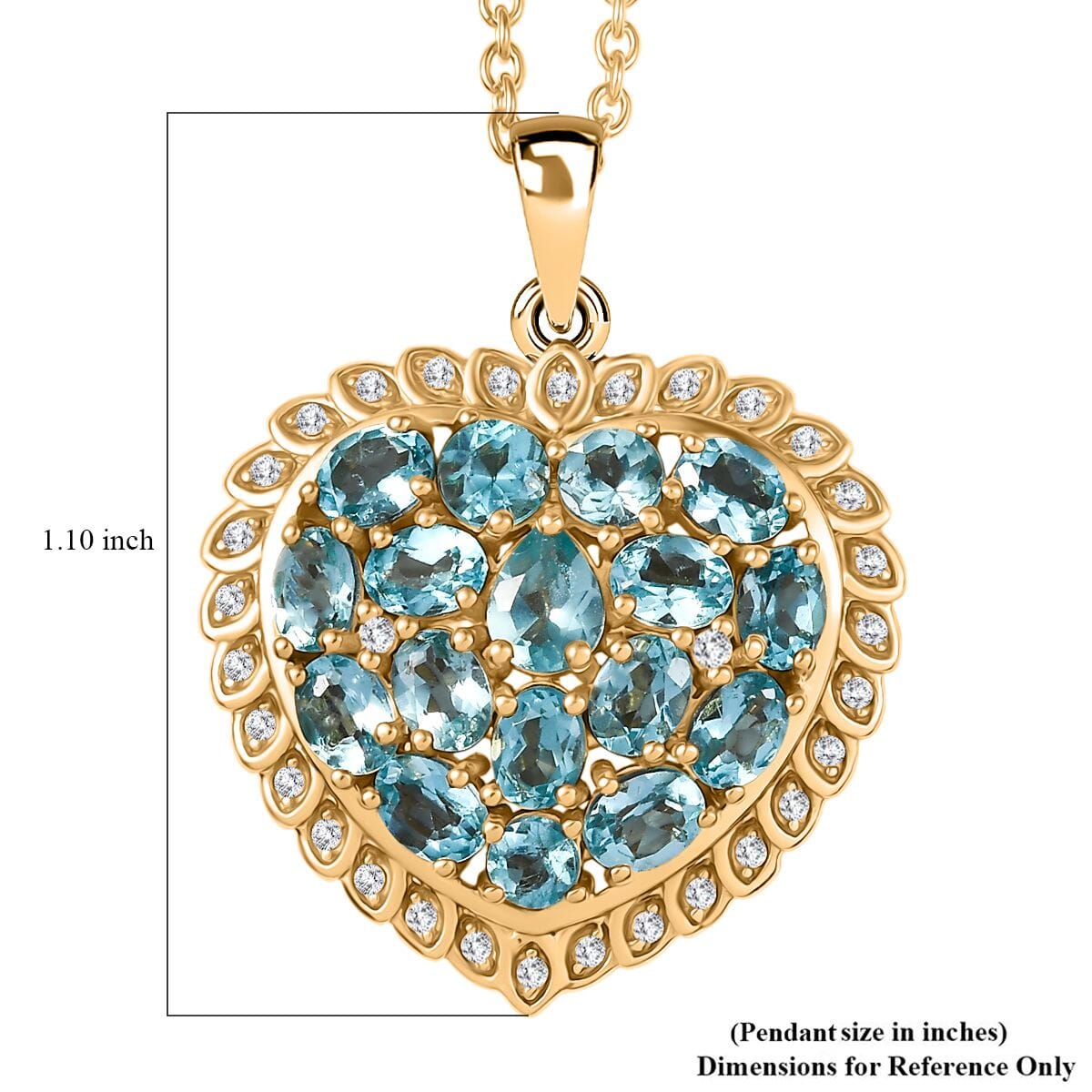 Karis Mojave Blue Apatite and White Zircon 3.60 ctw Pendant in 18K YG Plated with Stainless Steel Necklace (20 Inches) image number 5