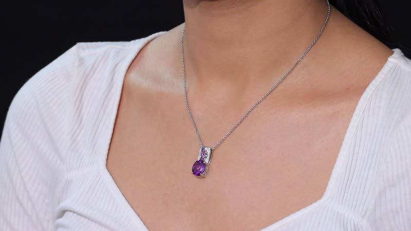 Karis African Amethyst and Multi Gemstone 4.50 ctw Blooming Pendant in Platinum Bond with Stainless Steel Necklace 20 Inches