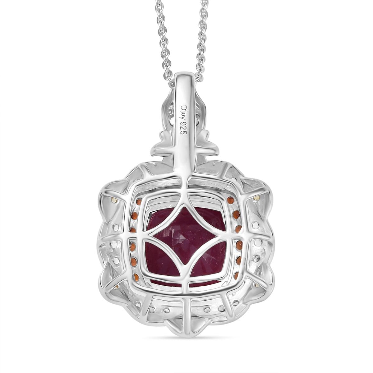 D'Joy Niassa Ruby (FF) and Multi Gemstone 7.60 ctw Pendant Necklace in 18K Vermeil YG and Rhodium Over Sterling Silver 20 Inches image number 4