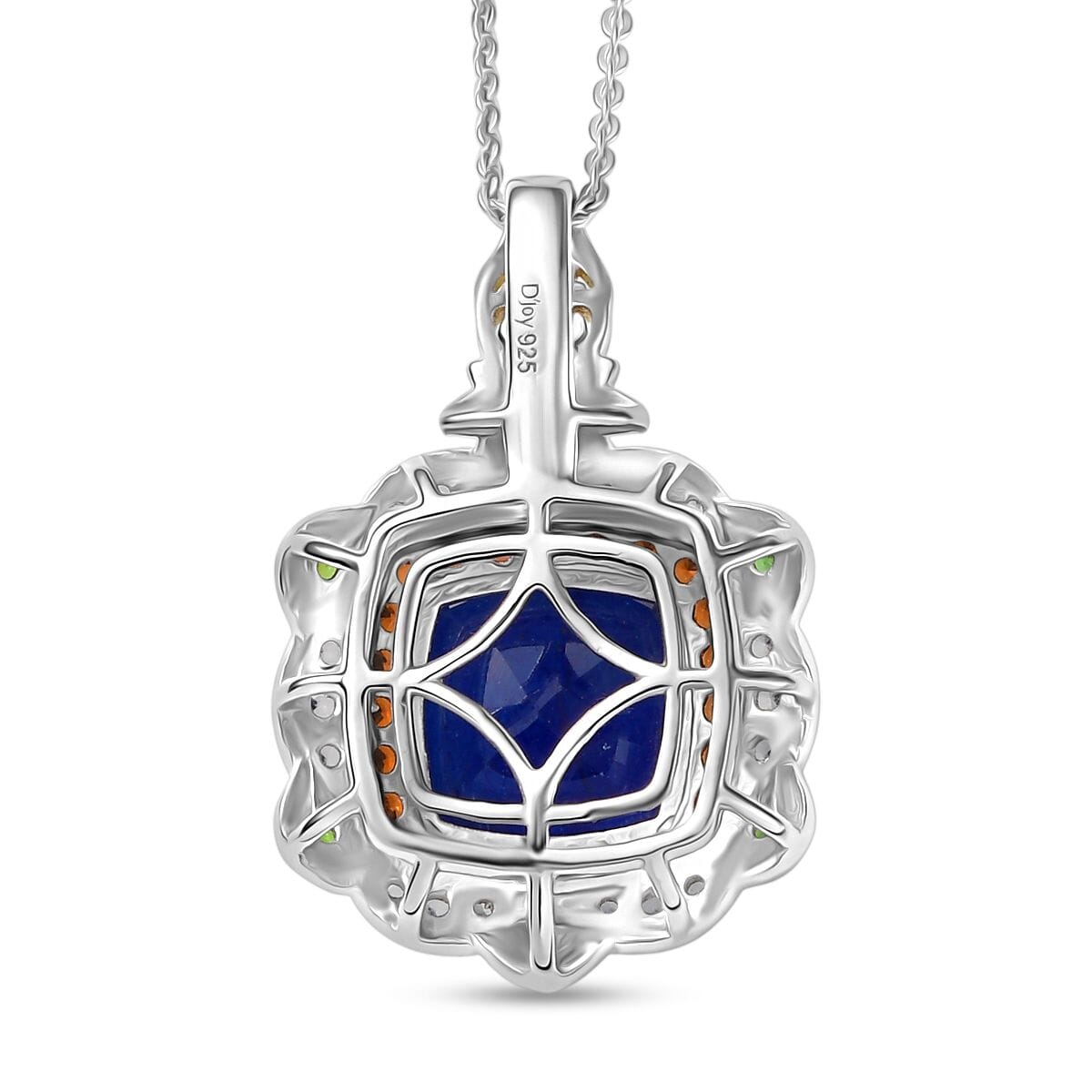 D'Joy Masoala Sapphire (D) and Multi Gemstone 7.60 ctw Pendant Necklace 20 Inches in 18K Vermeil YG and Rhodium Over Sterling Silver image number 4