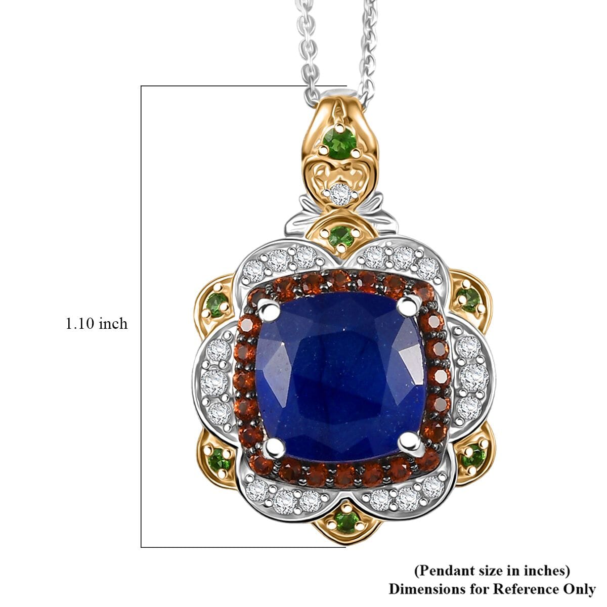 D'Joy Masoala Sapphire (D) and Multi Gemstone 7.60 ctw Pendant Necklace 20 Inches in 18K Vermeil YG and Rhodium Over Sterling Silver image number 6