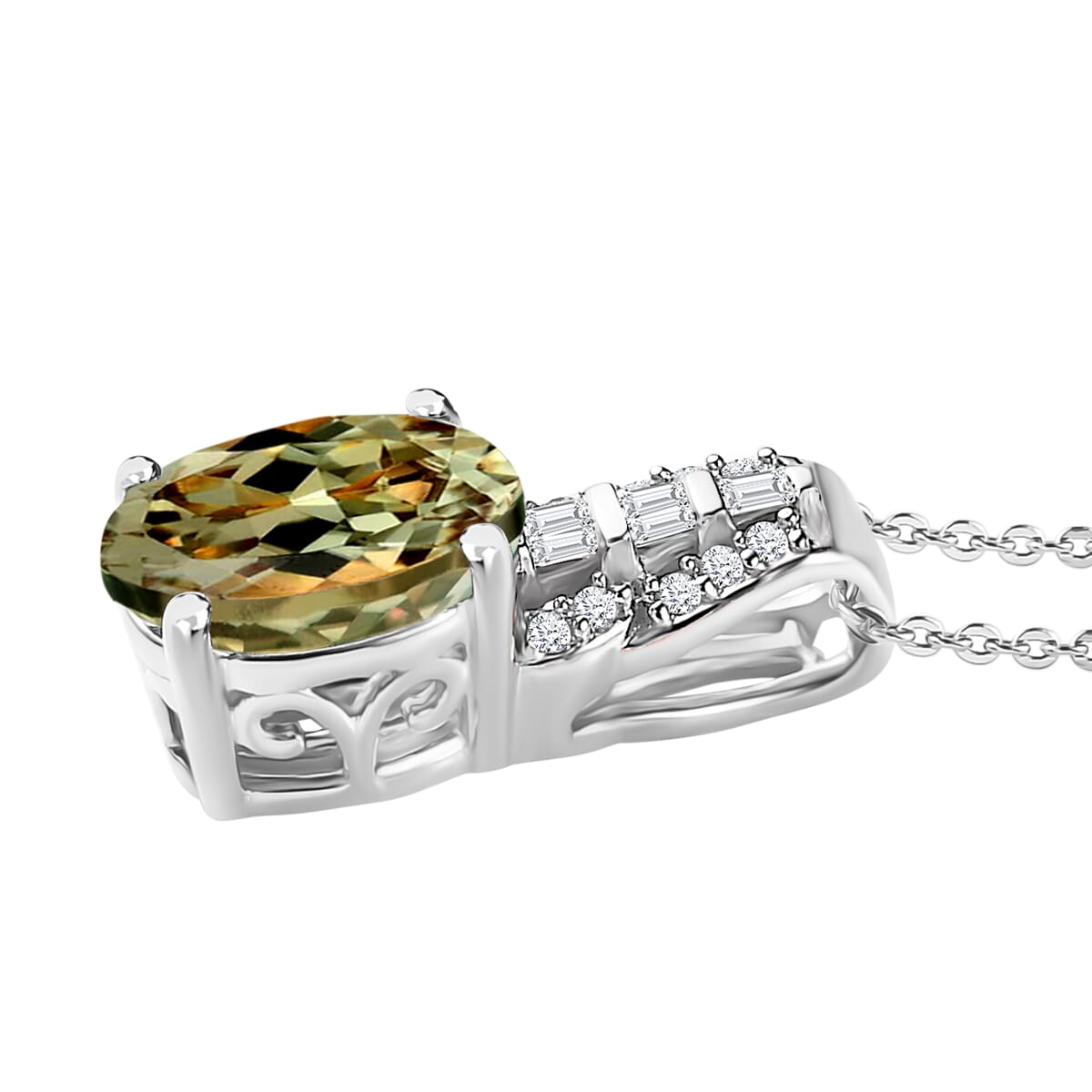 Luxoro AAA Turkizite and G-H I2 Diamond 1.48 ctw Pendant Necklace in 14K White Gold 20 Inches image number 2