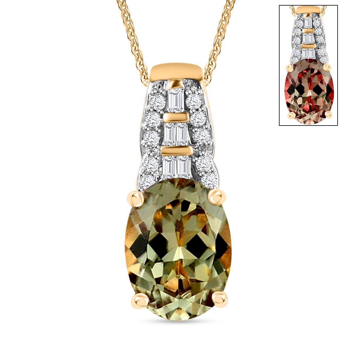 AAA Turkizite and Diamond 1.48 ctw Pendant Necklace in 18K Vermeil Yellow Gold Over Sterling Silver 20 Inches image number 0