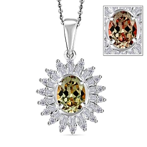 AAA Turkizite and Moissanite 2.48 ctw Pendant Necklace in Rhodium Over Sterling Silver 20 Inches