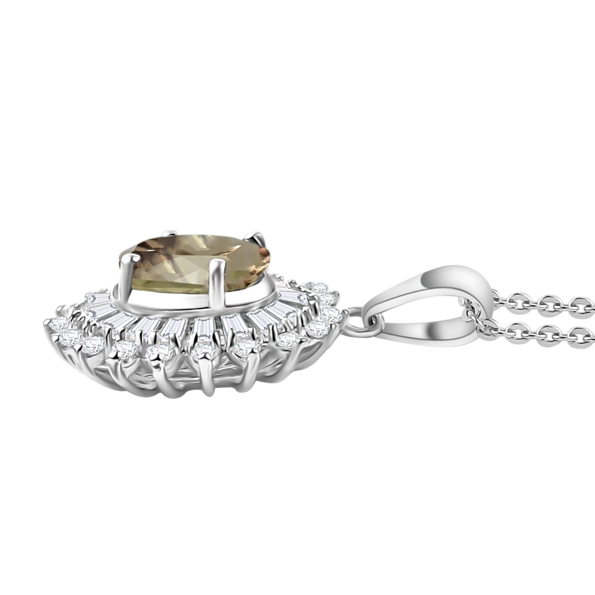 AAA AAA Turkizite and Moissanite Pendant Necklace in Rhodium Over Sterling Silver 20 Inches 2.48 ctw and Moissanite Pendant Necklace in Rhodium Over Sterling Silver 20 Inches 2.48 ctw image number 2