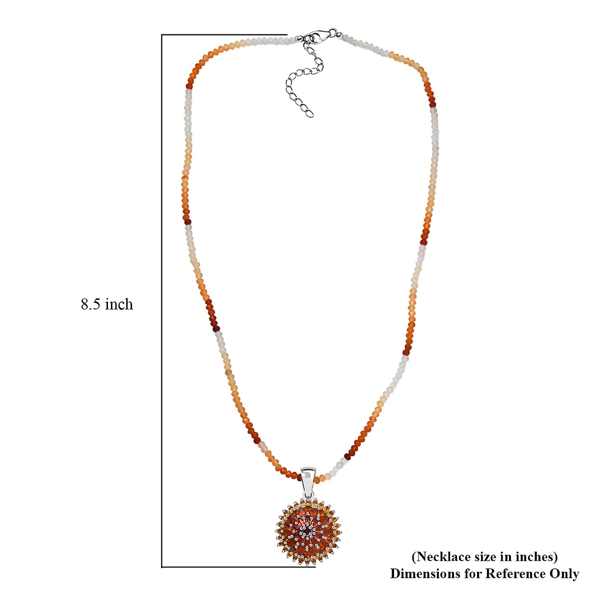 D'Joy Shades of Fire Opal Pendant with Beaded Necklace (20 Inches) in Rhodium Over Sterling Silver 37.70 ctw image number 5