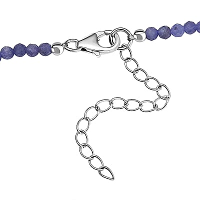 D'Joy Tanzanite 38.35 ctw Chrysanthemum Flower Pendant with Beaded Necklace in Rhodium Over Sterling Silver 18- 20 Inches